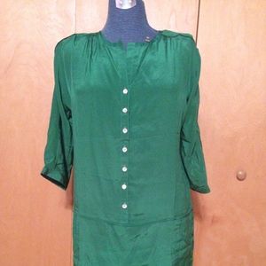 Roberta Freyman M Green Silk Pocket Dress NWT
